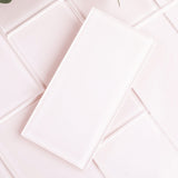 Giorbello (Sample) 3x6 glass subway tiles Rose Pale Pink 3-in x 6-in Glossy Glass Brick Subway Wall Tile