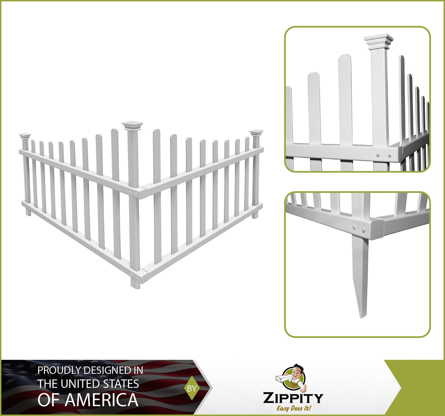 Zippity Outdoor Products Ashley 2 Panels 2.5-ft H x 3-ft W White Vinyl Scallop Fence Panel (Unassembled)