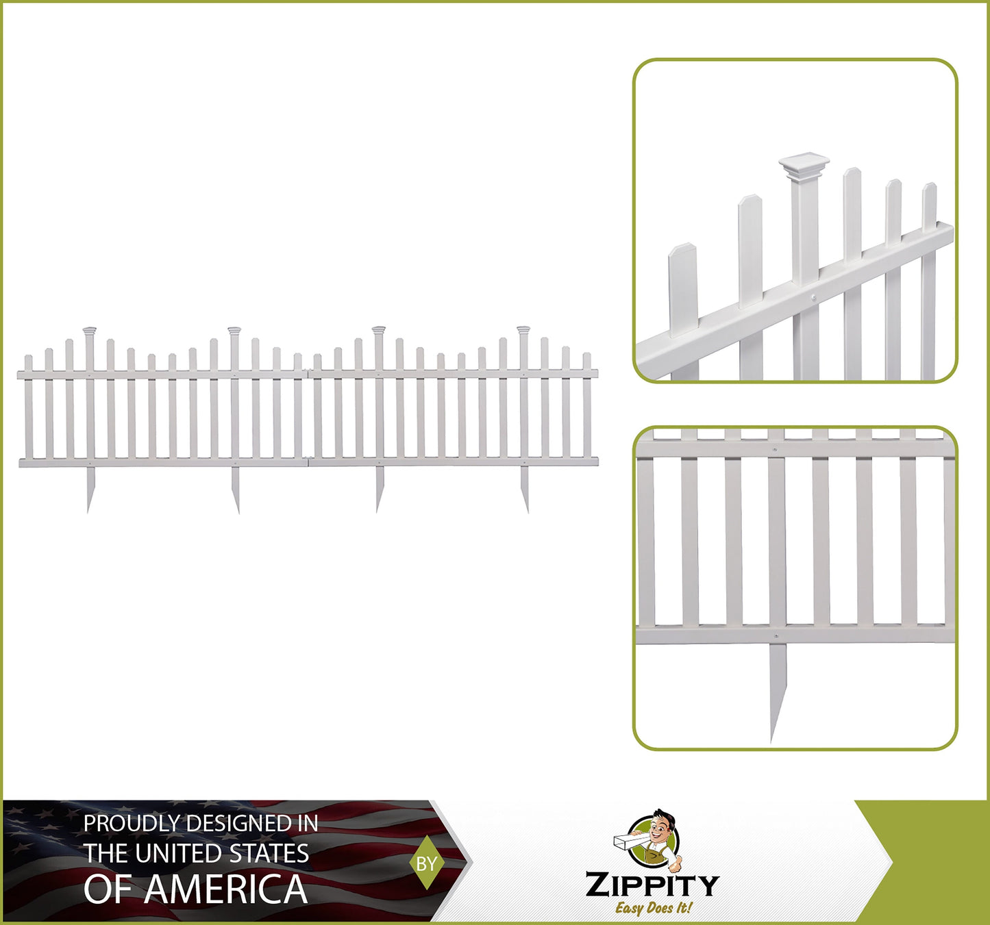 Zippity Outdoor Products Madison 2 Panels 2.5-ft H x 4.5-ft W White Privacy Vinyl Scallop Fence Panel (Unassembled)