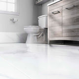 Style Selections Calacatta White 12-in x 24-in Matte Porcelain Marble Look Floor Tile