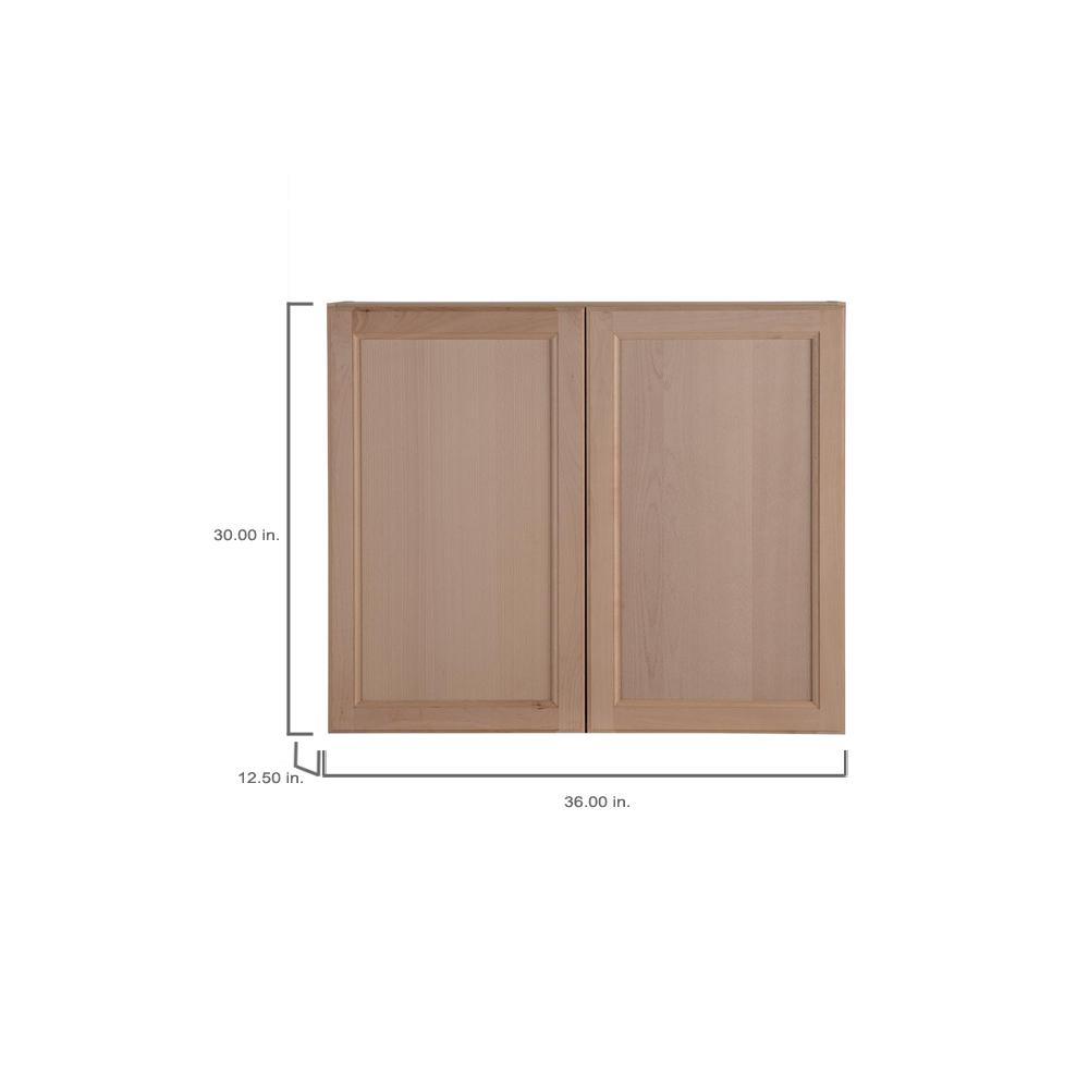Easthaven Shaker Assembled 36x30x12 in. Frameless Wall Cabinet in Unfinished Beech - Super Arbor