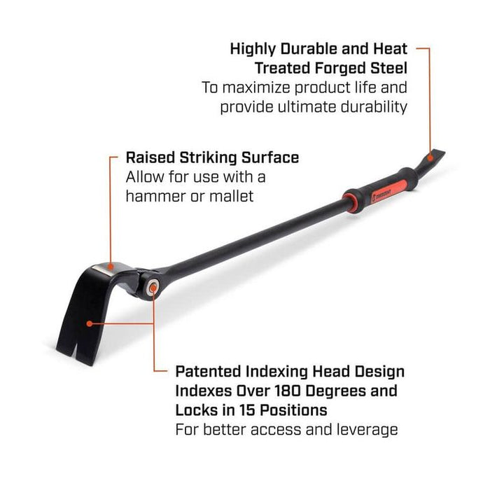 Crescent 30 in. Indexing Head Demo Pry Bar with Grip