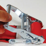 12 ft. x 2 in. Logistic Ratchet E-Strap with Hook and Loop Storage Fastener in Red - Super Arbor