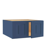Home Decorators Collection Grayson 27 in. W x 24 in. D x 12 in. H Assembled Plywood Wall Bridge Kitchen Cabinet in Mythic Blue with Soft Close