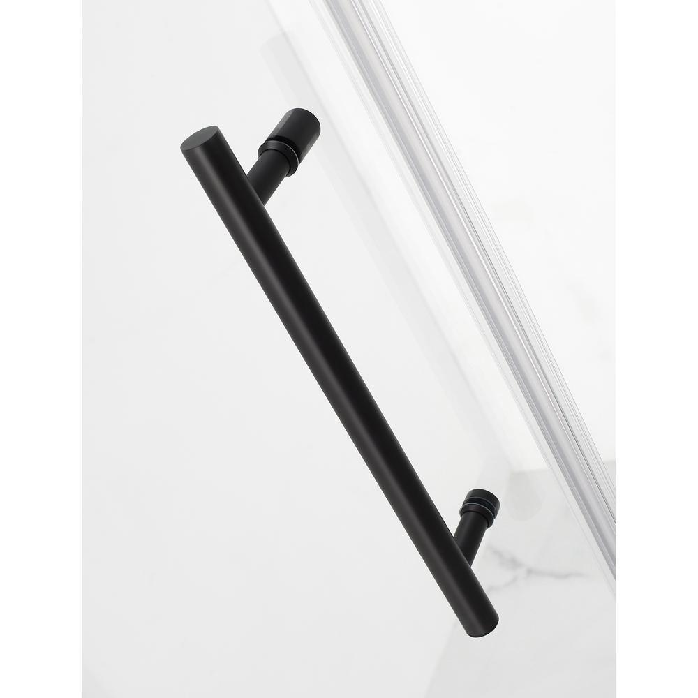 Belmore GS 59.25 in. to 60.25 in. x 60 in. Frameless Hinged Tub Door with Glass Shelves in Matte Black - Super Arbor