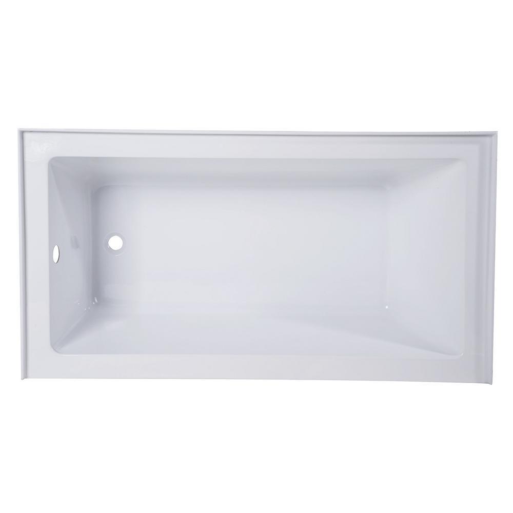 Aqua Eden Jenny 54 in. Acrylic Left-Hand Drain Rectangular Alcove Bathtub in White - Super Arbor