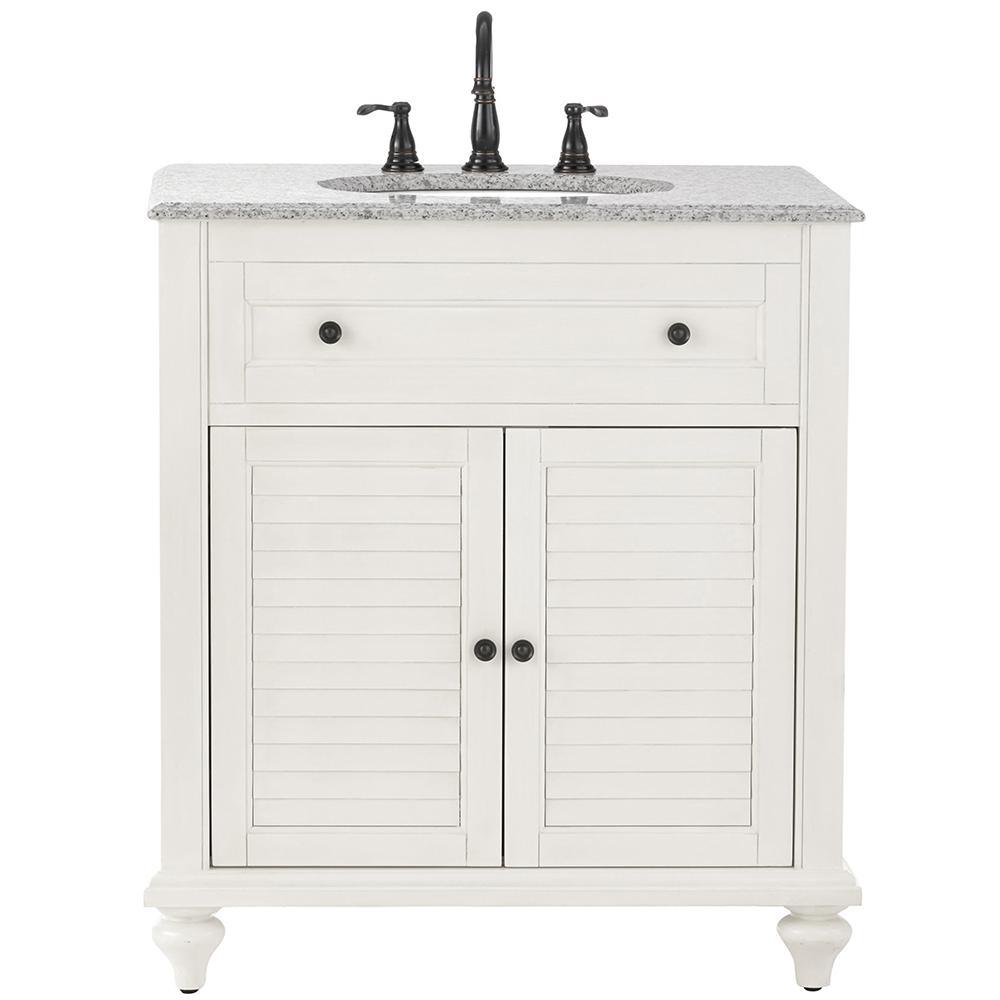 Hamilton Shutter 25 in. W x 22 in. D Bath Vanity in Sea Glass with Granite Vanity Top in Grey - Super Arbor
