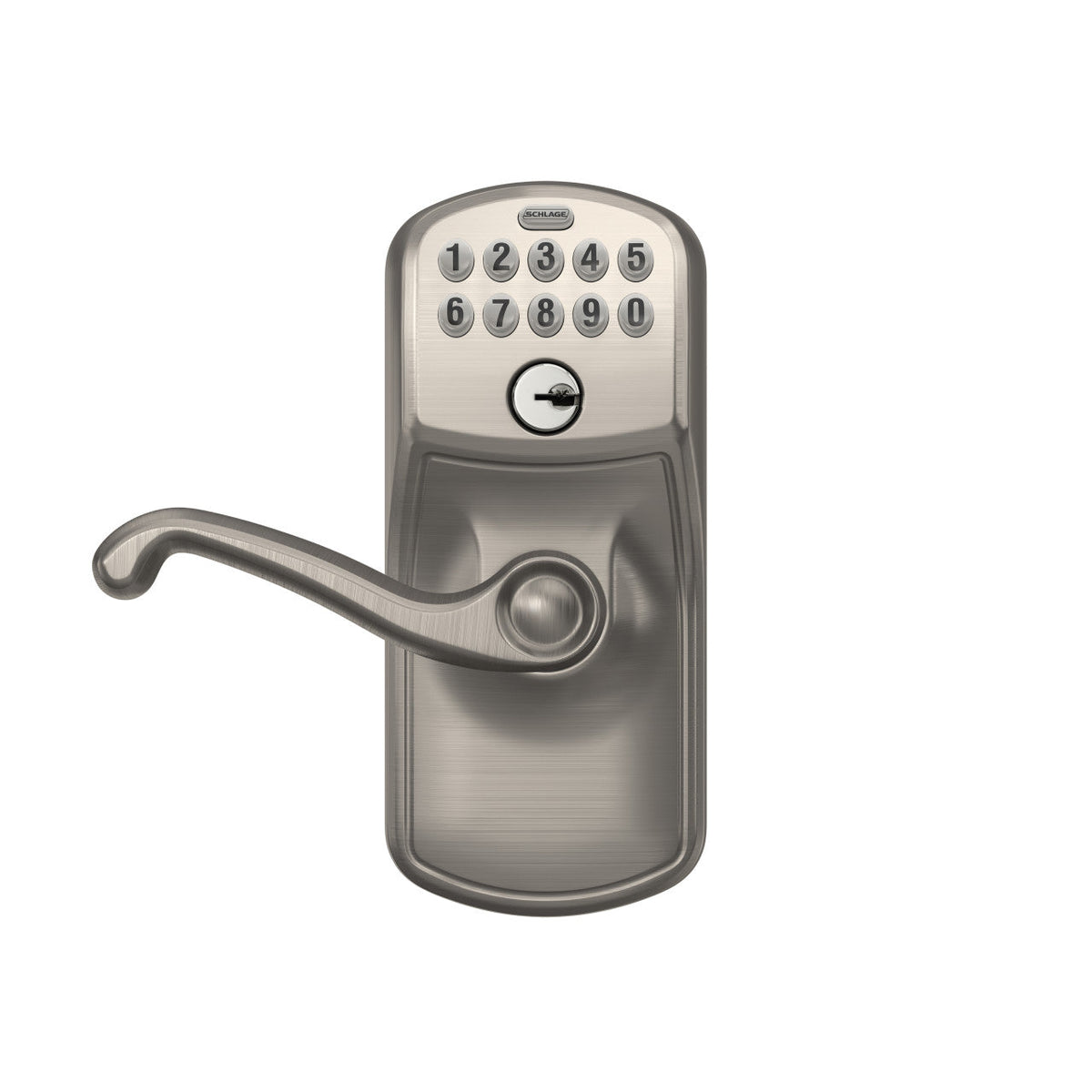 Schlage Plymouth Aged Bronze Keypad Lever with Flair Lever, Flex-Lock Electronic Door Lock