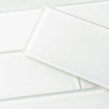 Giorbello 4x12 glass subway tiles Bright White 4-in x 12-in Glossy Glass Subway Wall Tile (5-sq. ft/ Carton)
