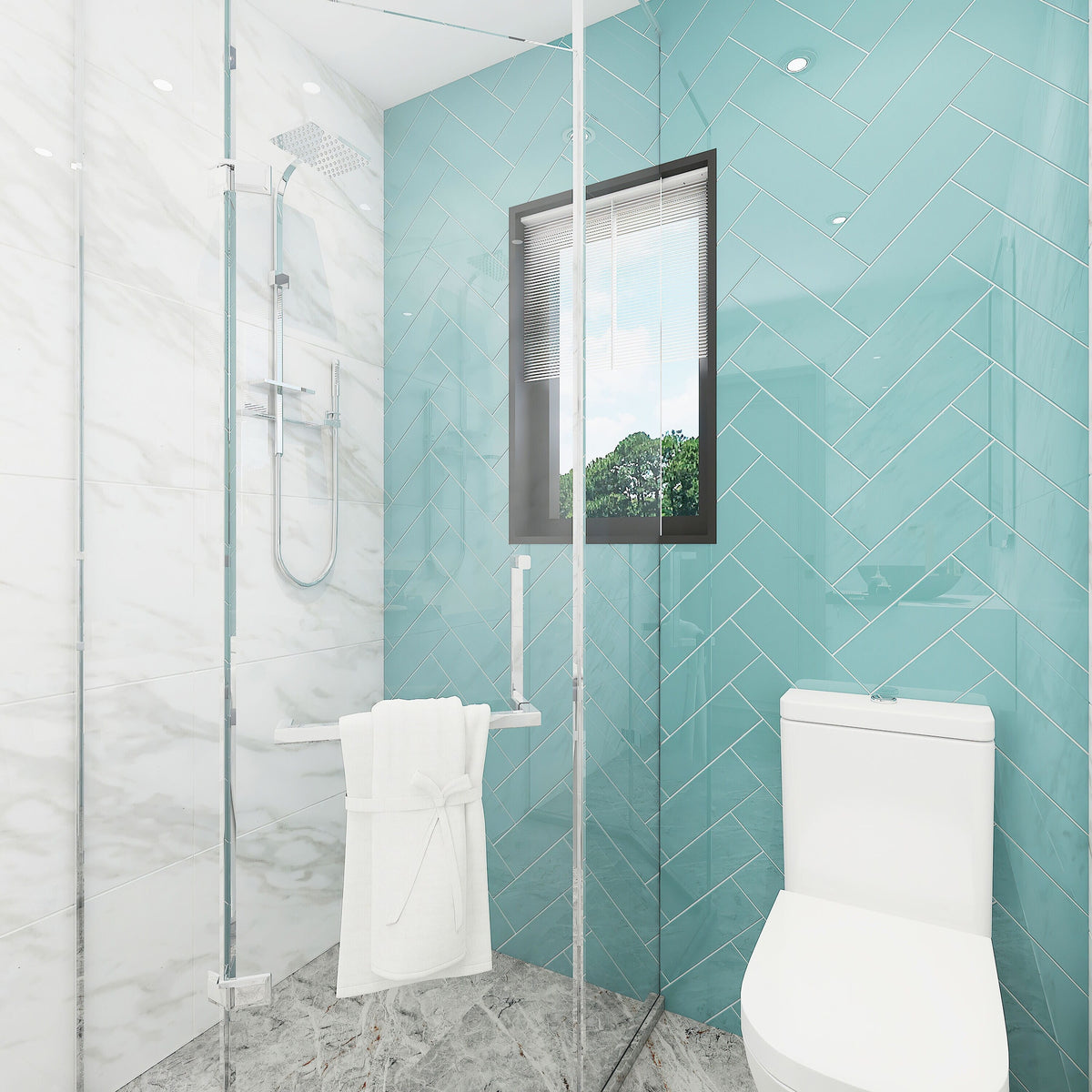 Giorbello Classic Premium Teal 4-in x 12-in Glossy Glass Subway Wall Tile (5-sq. ft/ Carton)