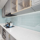 Giorbello Classic Premium Baby Blue 4-in x 12-in Glossy Glass Subway Wall Tile (5-sq. ft/ Carton)