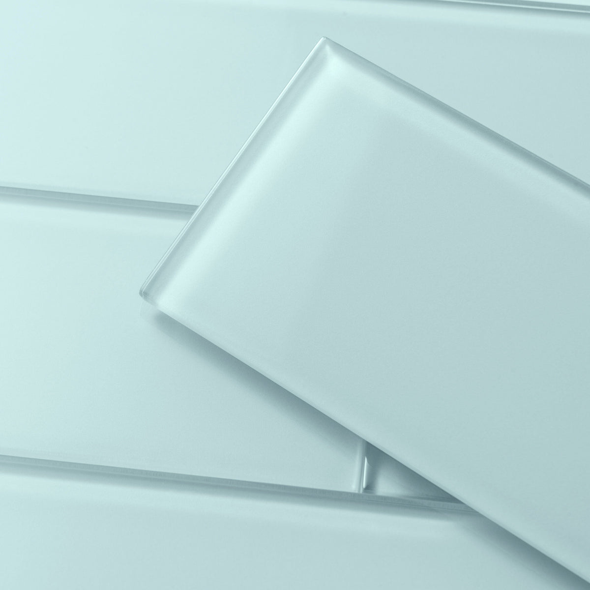 Giorbello (Sample) 4x12 glass subway tiles Baby Blue 3-in x 6-in Glossy Glass Brick Subway Wall Tile