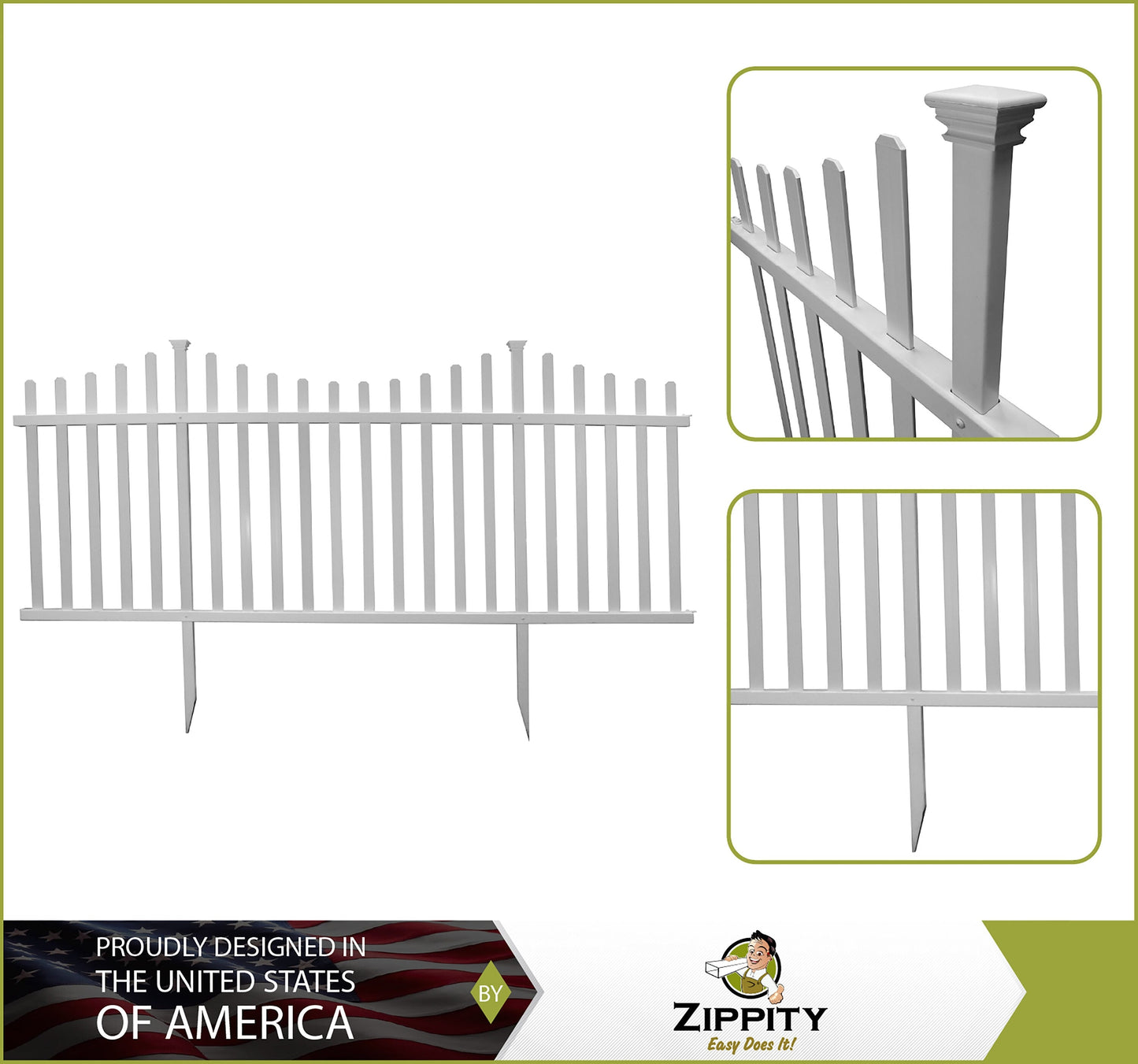 Zippity Outdoor Products Manchester 2 Panels 3.5-ft H x 7.5-ft W White Privacy Vinyl Scallop Fence Panel (Unassembled)