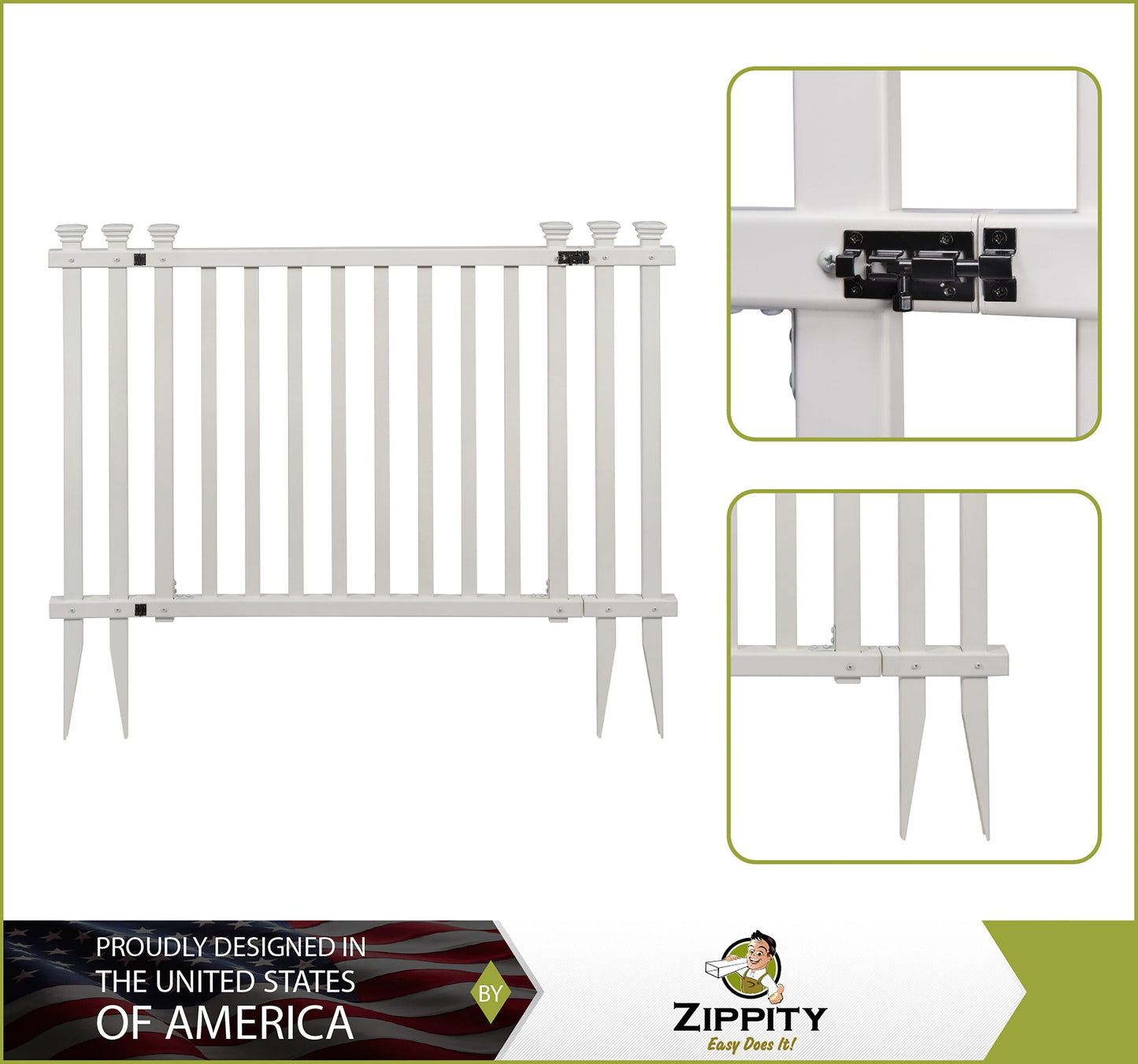 Zippity Outdoor Products Baskenridge 3-ft H x 4.25-ft W White Vinyl Flat-top Fence Gate Kit (Unassembled)