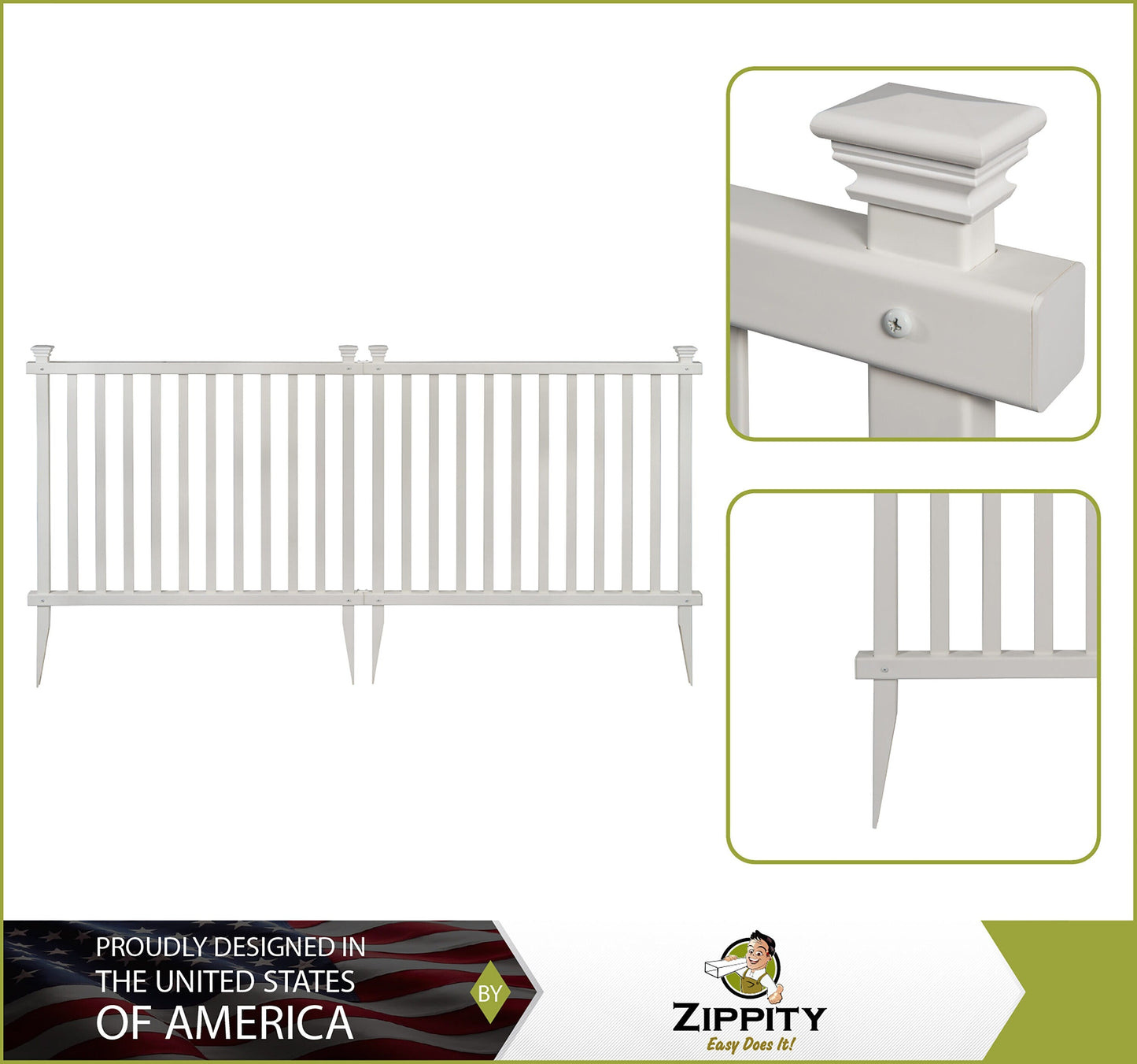 Zippity Outdoor Products Baskenridge 2 Panels 3-ft H x 3.5-ft W White Privacy Vinyl Flat-top Fence Panel (Unassembled)