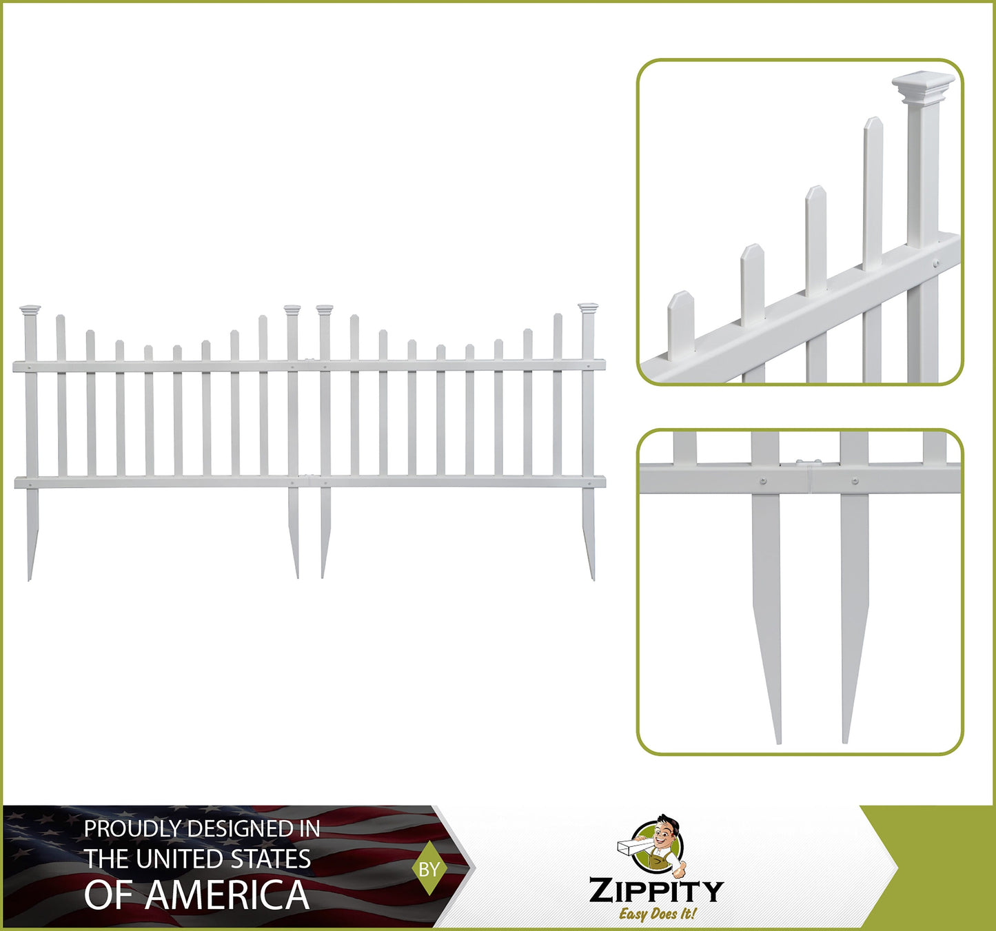 Zippity Outdoor Products Washington 2 Panels 2.5-ft H x 3.5-ft W White Privacy Vinyl Scallop Fence Panel (Unassembled)
