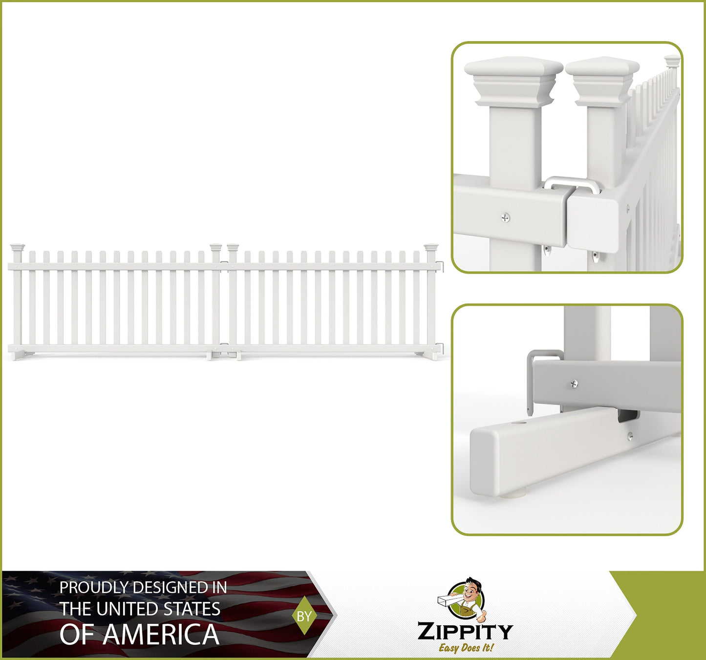 Zippity Outdoor Products Portable Puppy 2 Panels 2-ft H x 3.5-ft W White Privacy Vinyl Flat-top Fence Panel (Unassembled)