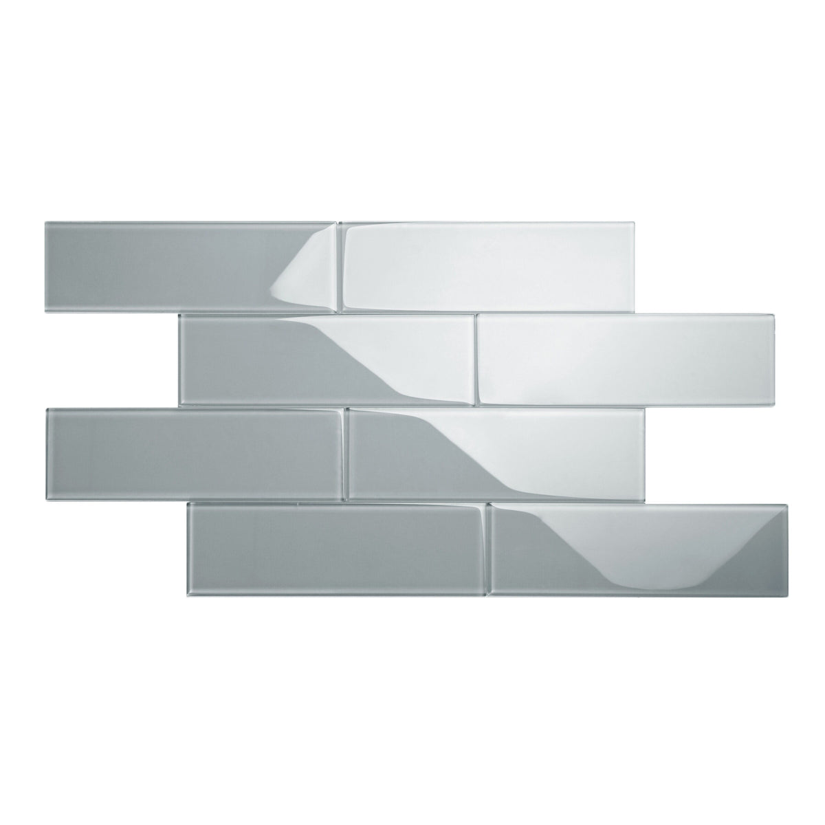 Giorbello Classic Premium True Gray 4-in x 12-in Glossy Glass Subway Wall Tile (5-sq. ft/ Carton)