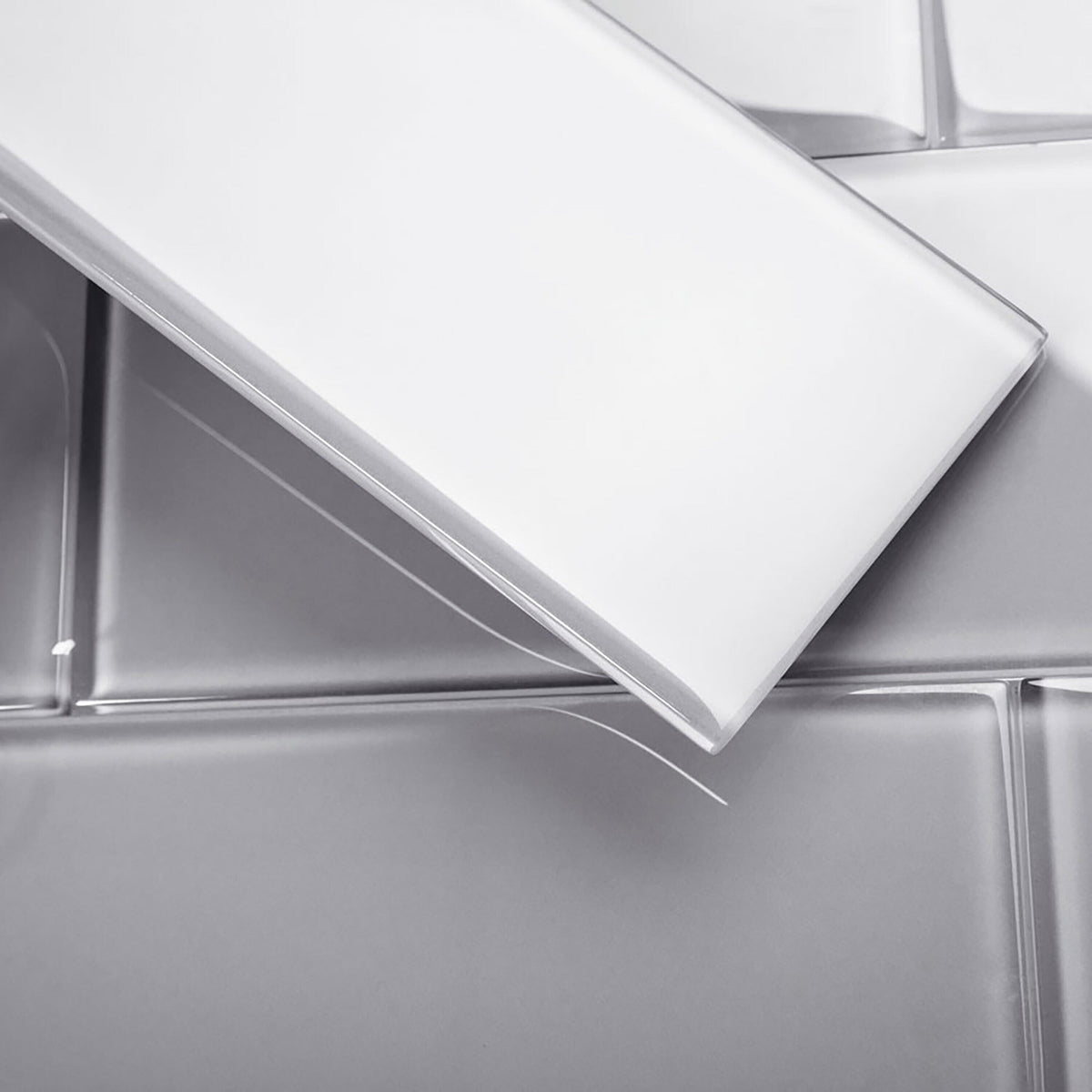 Giorbello (Sample) Glass Subway Lavender Gray 4-in x 12-in Glossy Glass Wall Tile