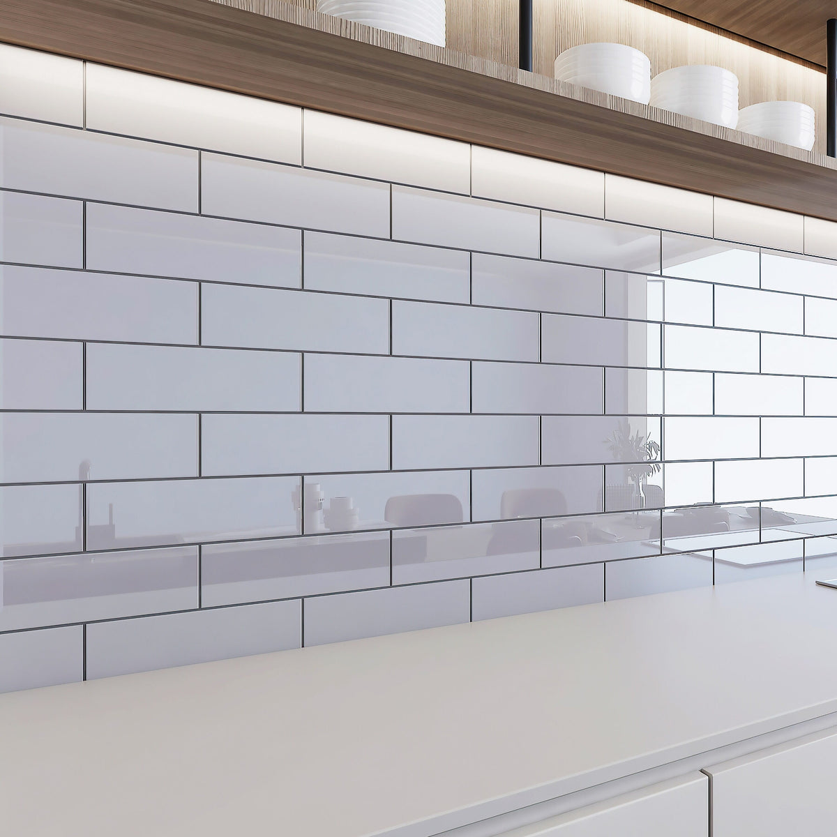 Giorbello Glass Subway Lavender Gray 4-in x 12-in Glossy Glass Subway Wall Tile (5-sq. ft/ Carton)
