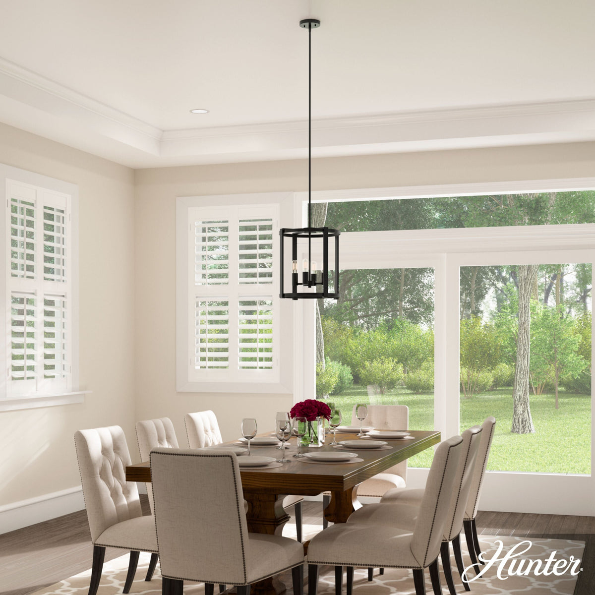 Hunter Astwood 4-Light Matte Black Transitional Led Chandelier