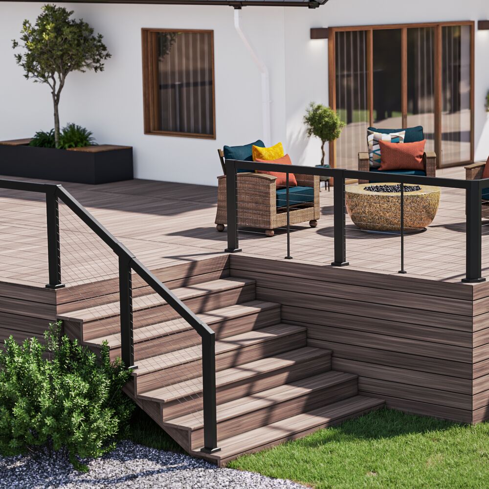 Barrette Outdoor Living Elevation 5.25-in x 4.81-in x 3-ft Matte Black Deck End Post