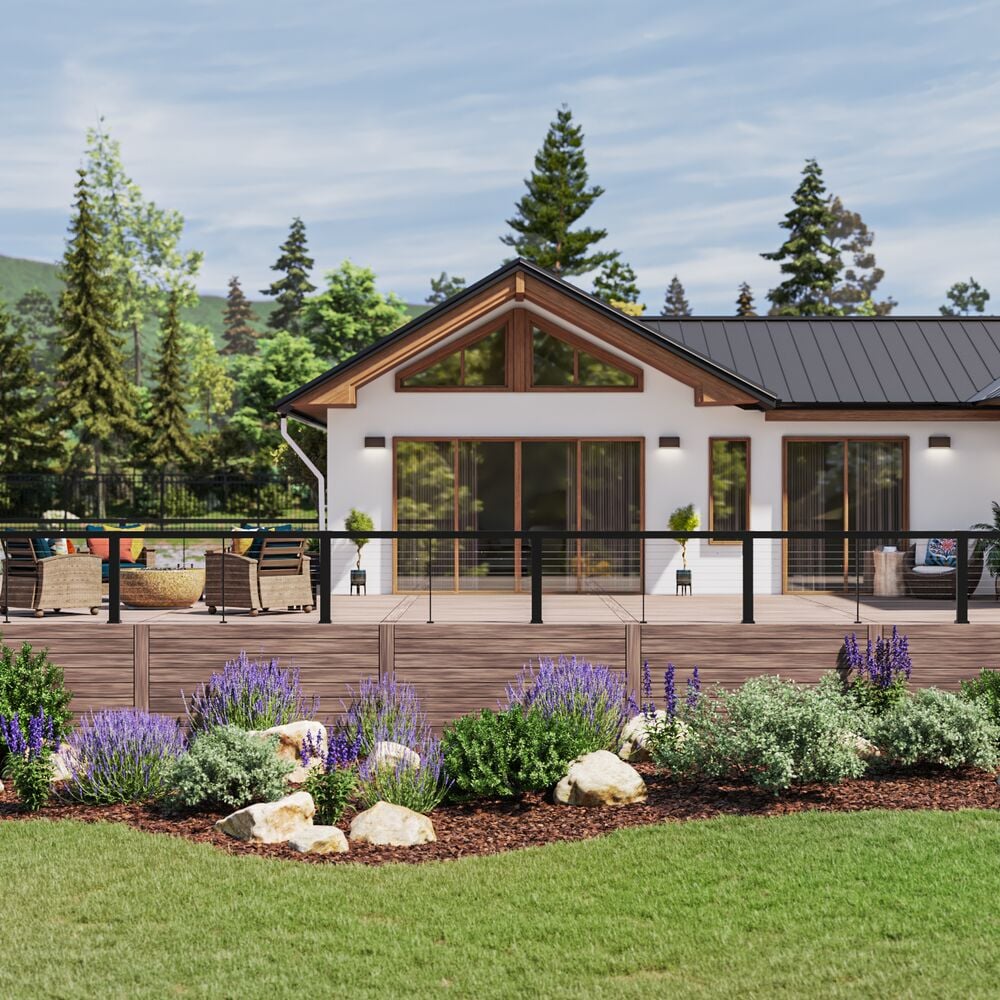Barrette Outdoor Living Elevation 5.25-in x 4.81-in x 3-ft Matte Black Deck Line Post