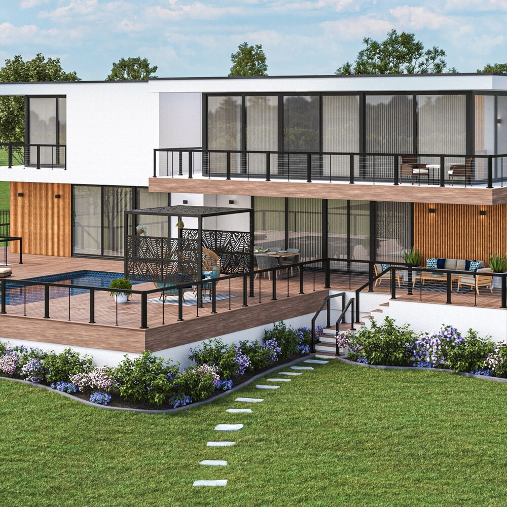 Barrette Outdoor Living Elevation 5.25-in x 4.81-in x 3-ft Matte Black Deck Line Post