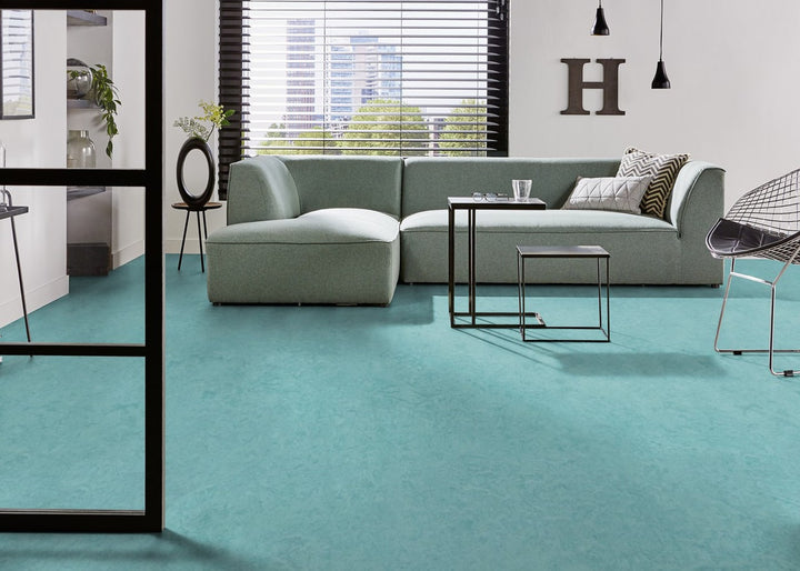 Forbo Flooring Systems Marmoleum Cinch Loc Seal Aqua 10-mm T x 12-in W x 12-in L Waterproof Tile Look Laminate Flooring (6.78-sq ft / Carton)