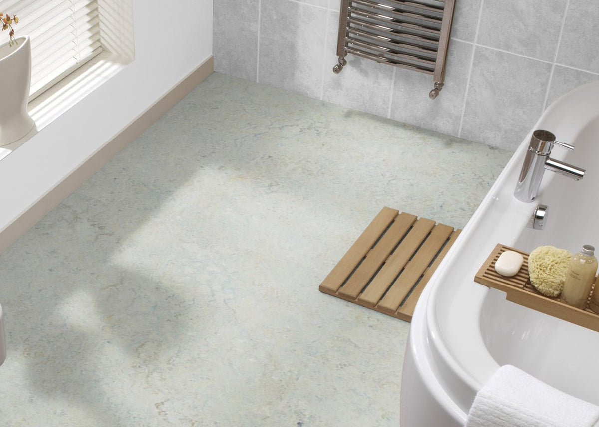 Forbo Flooring Systems Marmoleum Cinch Loc Seal Seashell 10-mm T x 12-in W x 12-in L Waterproof Tile Look Laminate Flooring (6.78-sq ft / Carton)