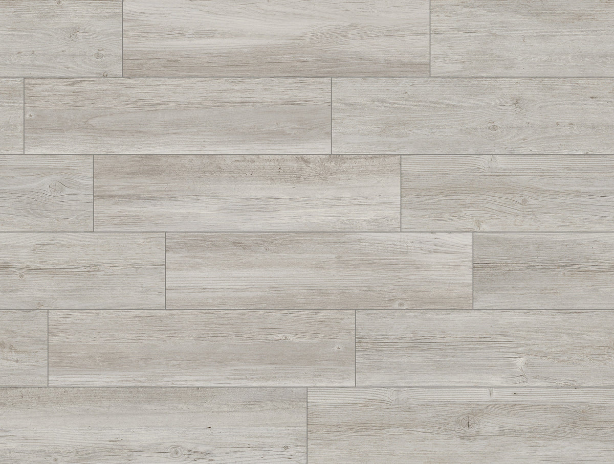 Style Selections Woods Vintage Gray 6-in x 24-in Porcelain Wood Look Floor Tile (Common: 6-in x 24-in; Actual: 5.84-in x 23.5-in)