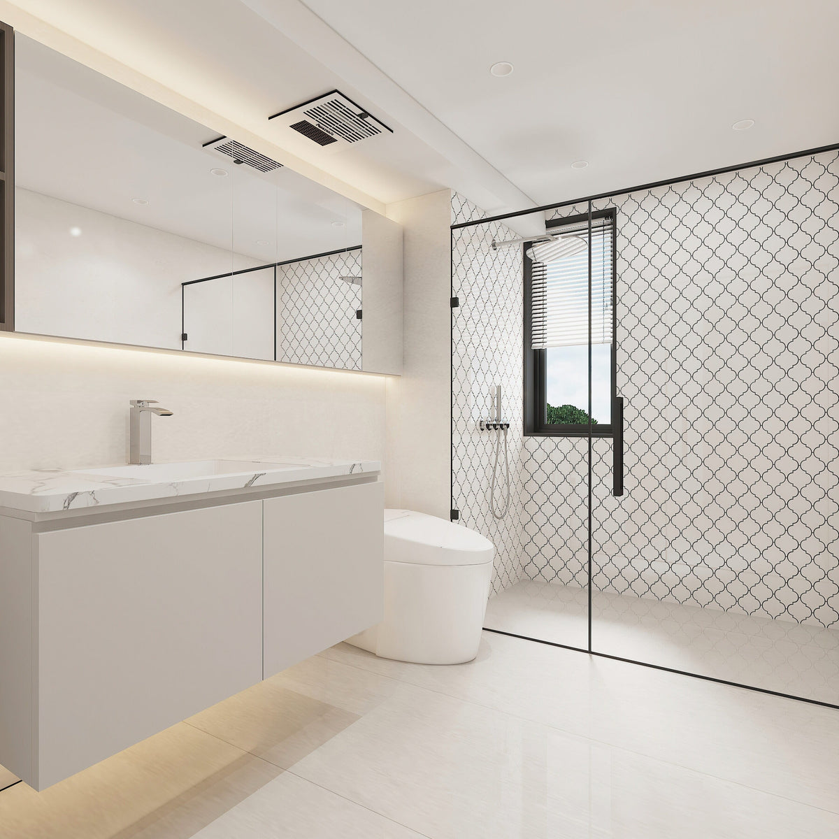 Giorbello Arabesque Mosaic Bright White 4-in x 4-in Glossy Glass Wall Tile (7.89-sq. ft/ Carton)
