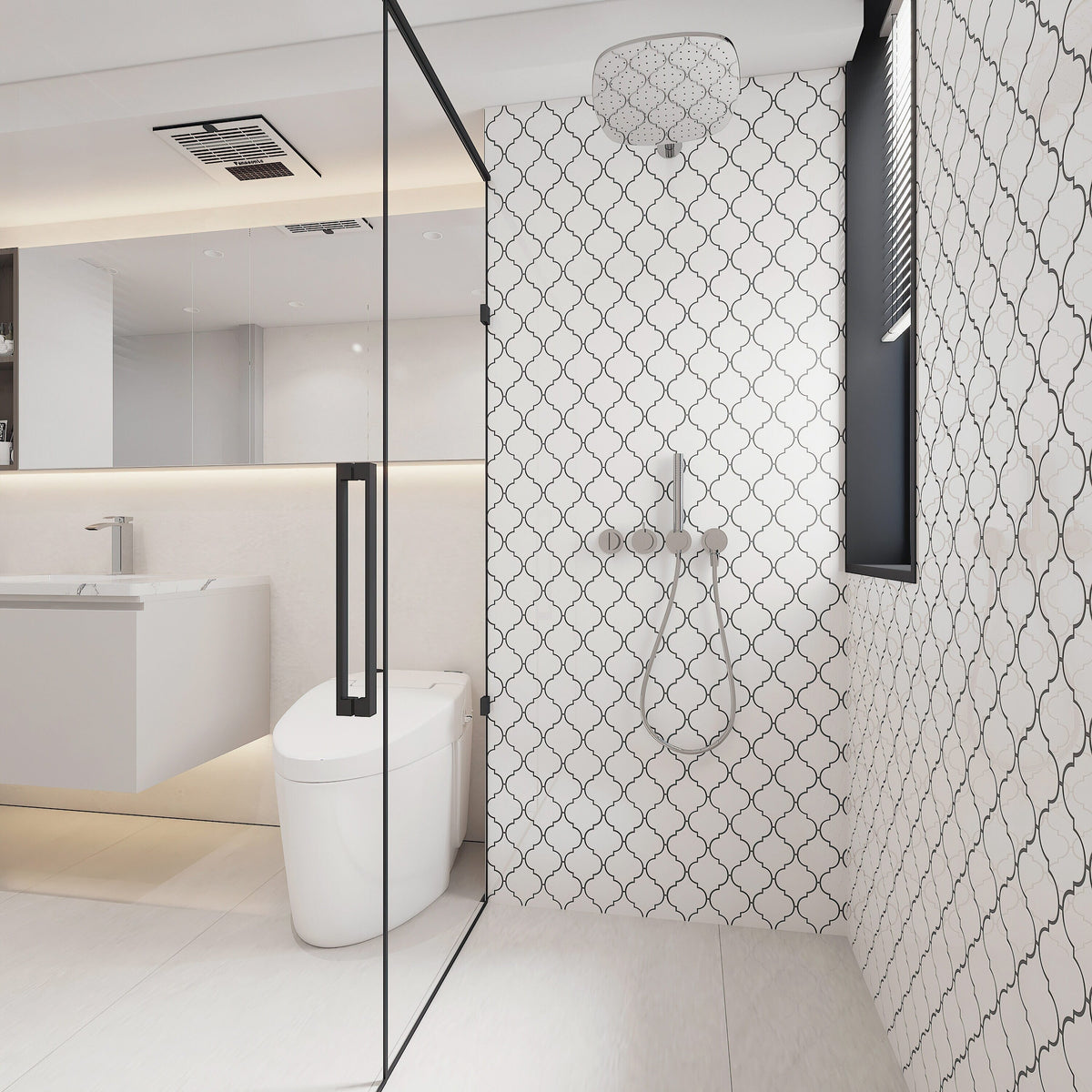 Giorbello Arabesque Mosaic Bright White 4-in x 4-in Glossy Glass Wall Tile (7.89-sq. ft/ Carton)