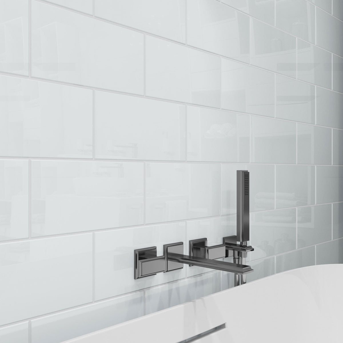 Giorbello Classic Premium Bright White 6-in x 12-in Glossy Glass Subway Wall Tile (5-sq. ft/ Carton)