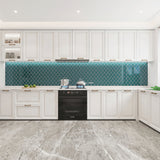 Giorbello Arabesque Mosaic Dark Teal 4-in x 4-in Glossy Glass Wall Tile (7.89-sq. ft/ Carton)