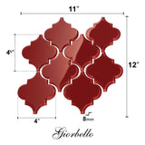 Giorbello (Sample) Glass Arabesque Tiles Ruby Red 4-in x 6-in Glossy Glass Lantern Subway Wall Tile