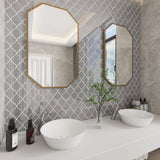 Giorbello Arabesque Mosaic True Gray 4-in x 4-in Glossy Glass Wall Tile (7.89-sq. ft/ Carton)