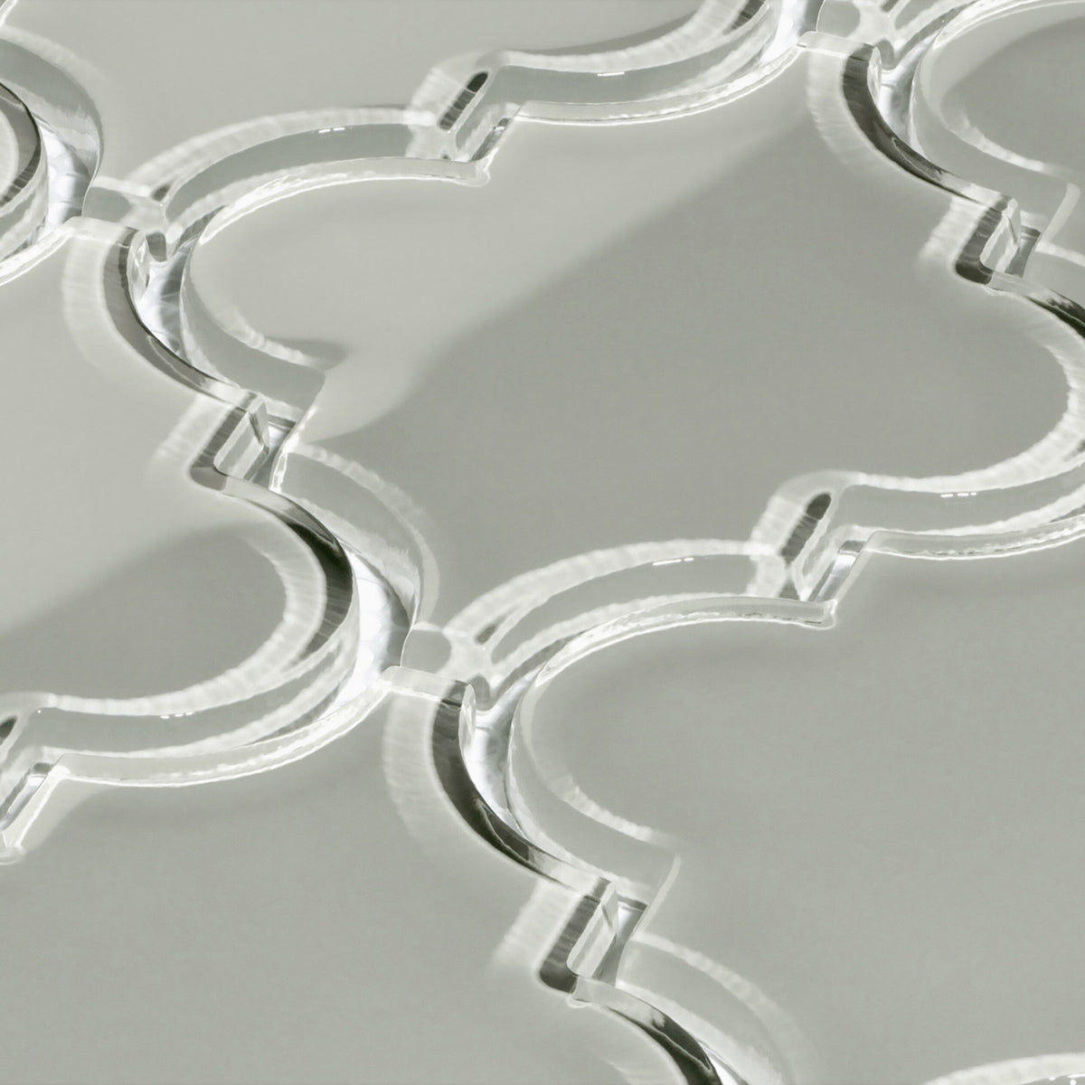 Giorbello (Sample) Glass Arabesque Tiles Light Gray 4-1/2-in x 4-1/2-in Glossy Glass Lantern Subway Wall Tile