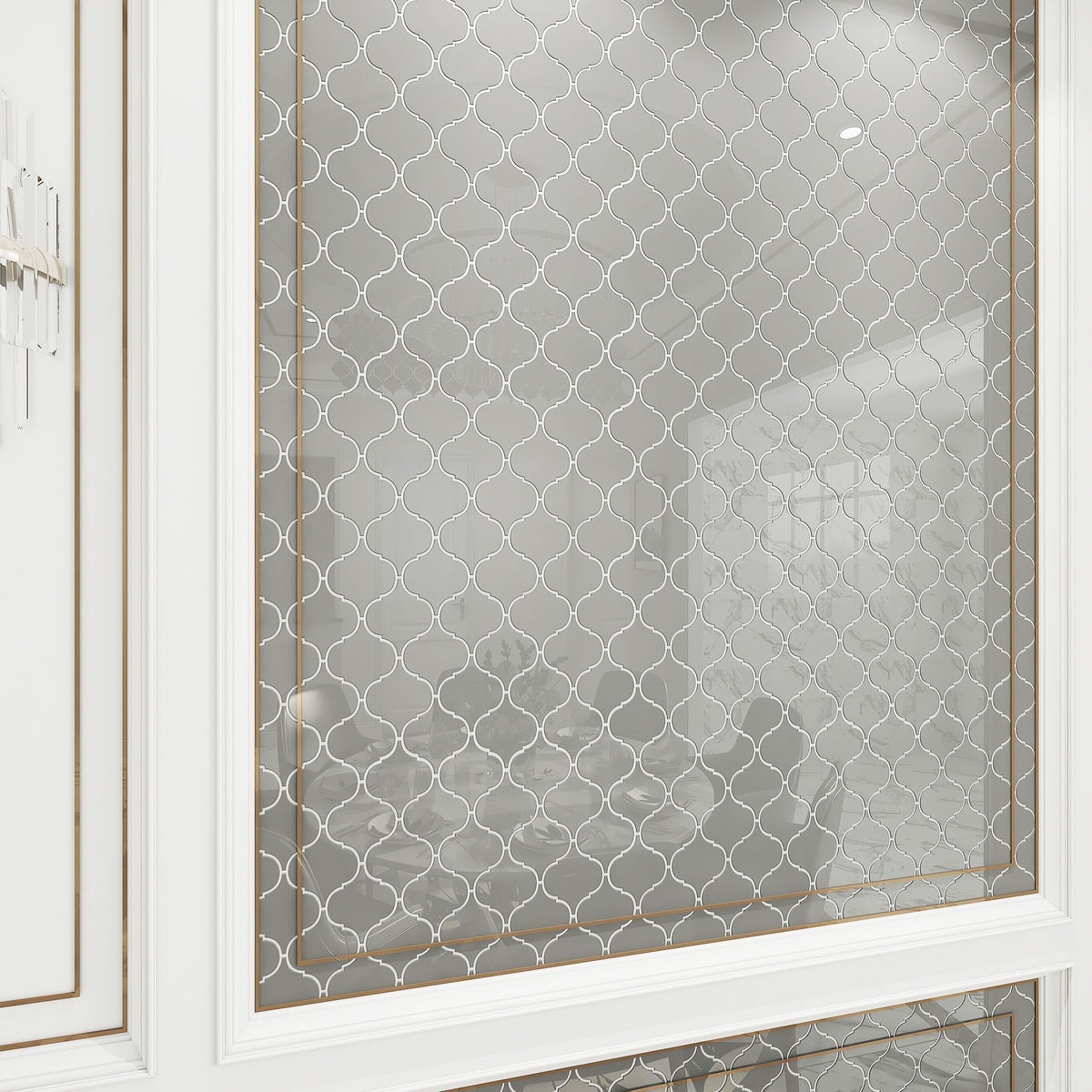 Giorbello (Sample) Glass Arabesque Tiles Light Gray 4-1/2-in x 4-1/2-in Glossy Glass Lantern Subway Wall Tile