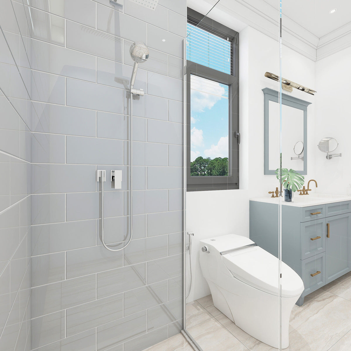 Giorbello Classic Premium True Gray 6-in x 12-in Glossy Glass Subway Wall Tile (5-sq. ft/ Carton)