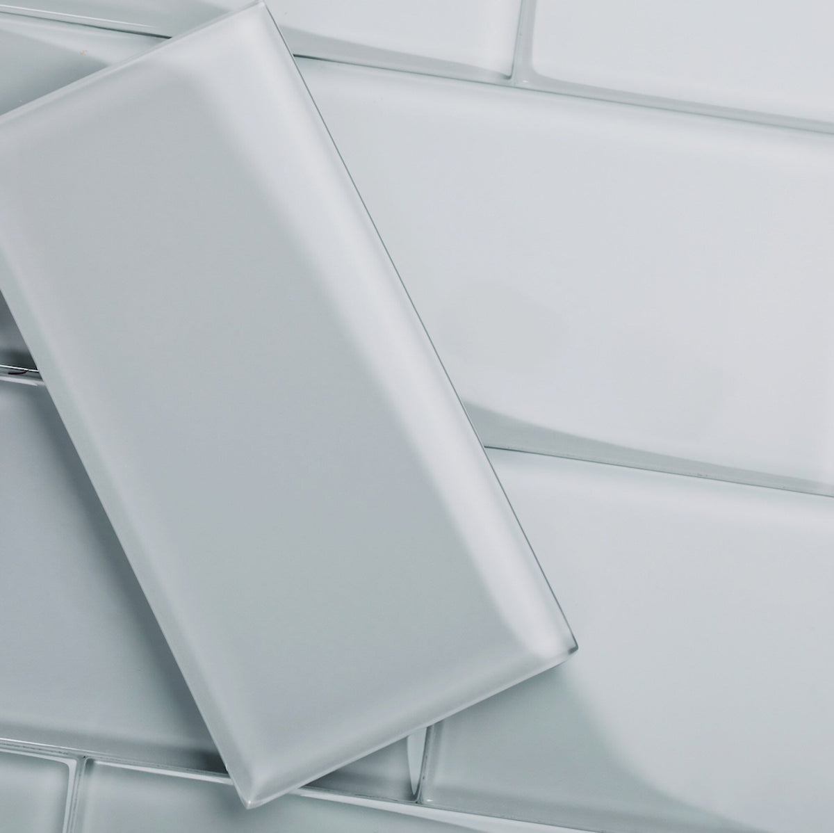 Giorbello Classic Premium True Gray 6-in x 12-in Glossy Glass Subway Wall Tile (5-sq. ft/ Carton)