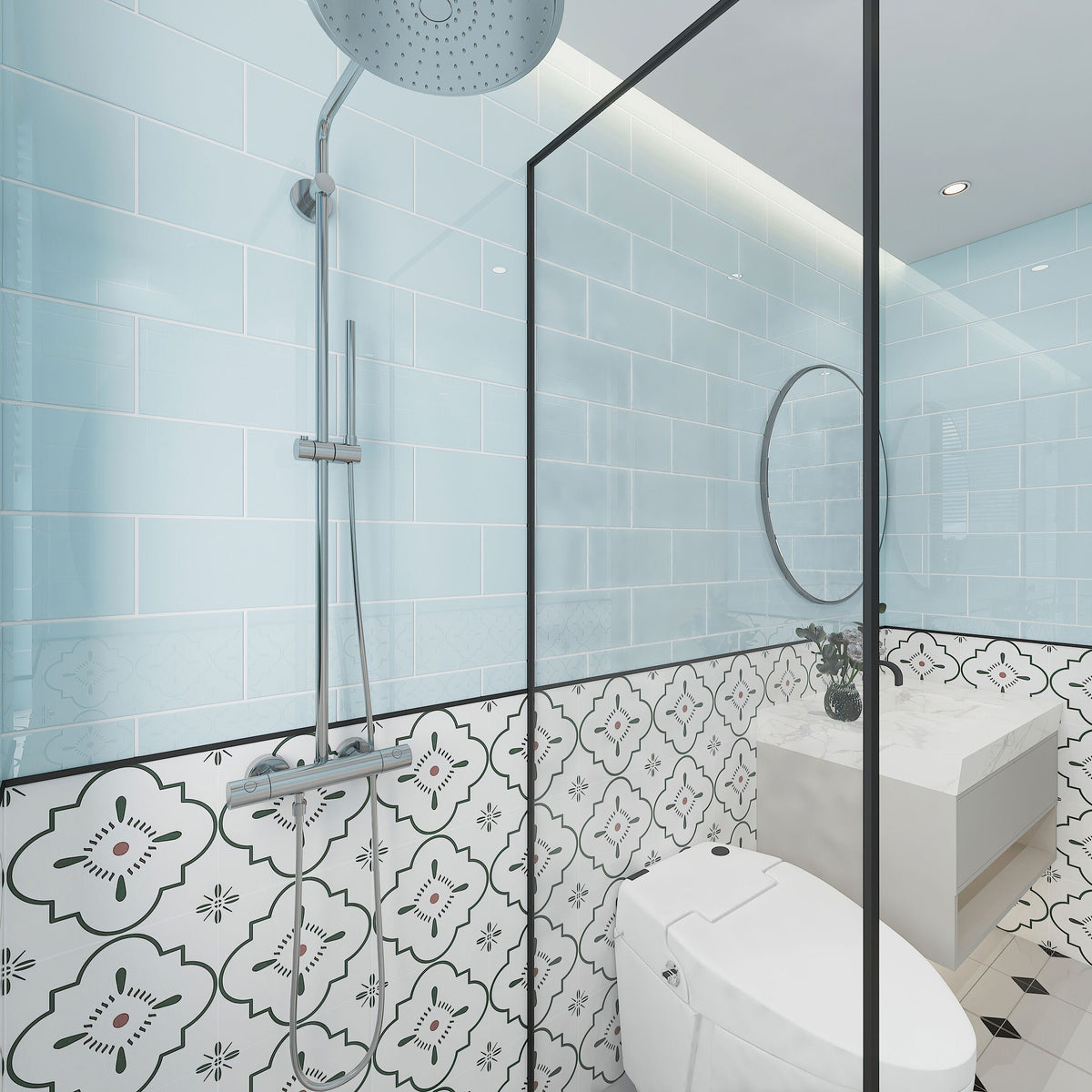 Giorbello Classic Premium Morning Sky Blue 6-in x 12-in Glossy Glass Subway Wall Tile (5-sq. ft/ Carton)