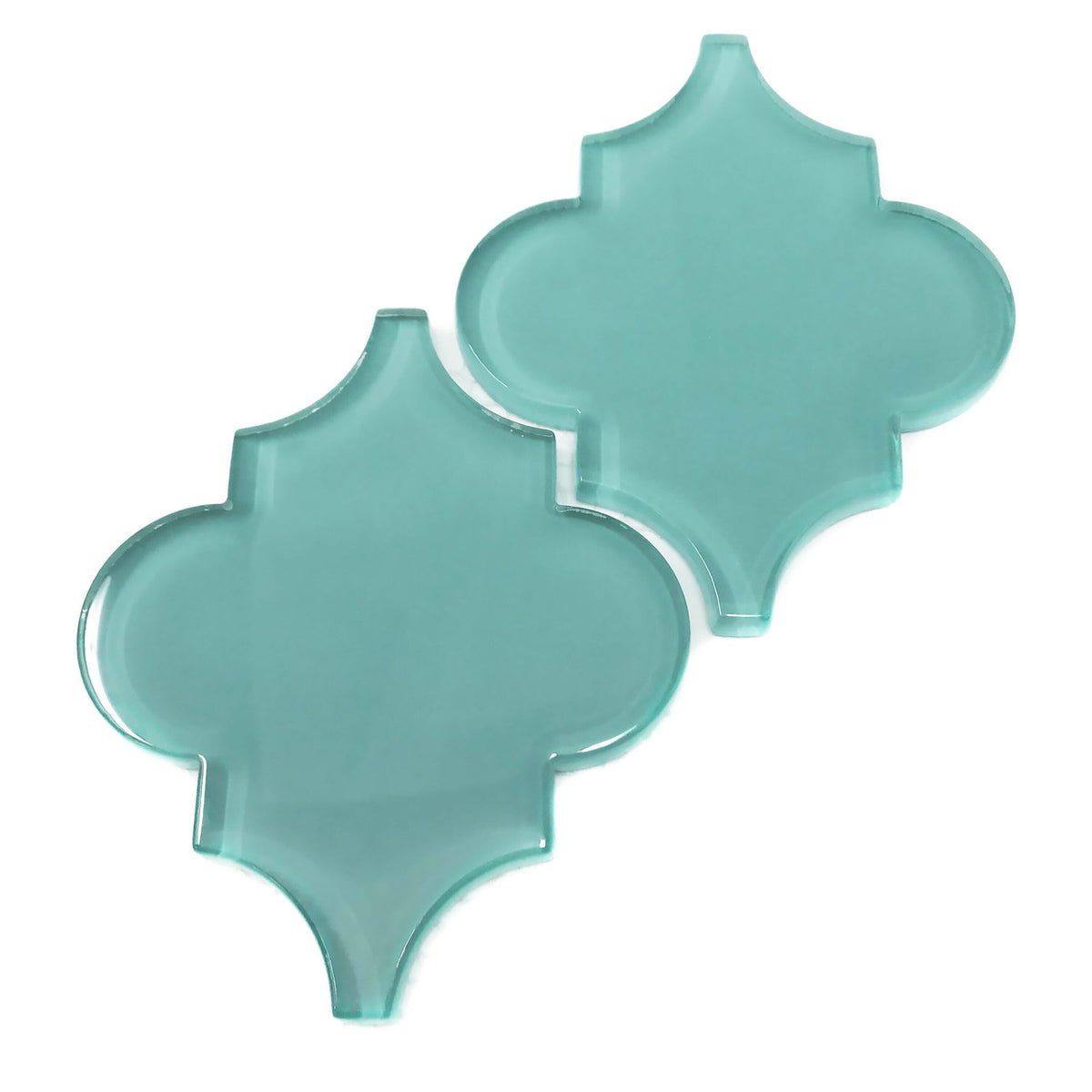 Giorbello Arabesque Mosaic Teal 4-in x 4-in Glossy Glass Wall Tile (7.89-sq. ft/ Carton)