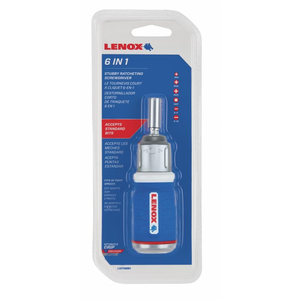 LENOX 7-Piece Stubby Ratcheting Multi-Bit Screwdriver Set, Magnetic 1-in Bit Holder