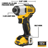 DEWALT XTREME 12-Volt MAX 1/4-in Variable Speed Brushless Cordless Impact Driver Kit, DCF801F2 (2 Batteries, Charger, Bag)