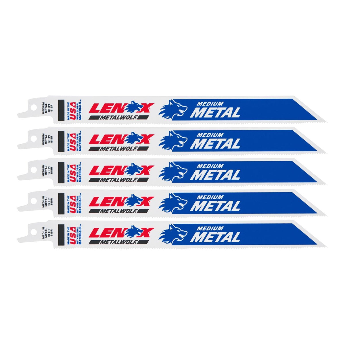 LENOX METALWOLF 5-Pack 8-in 18-TPI Bi-Metal Reciprocating Saw Blades for Metal Cutting