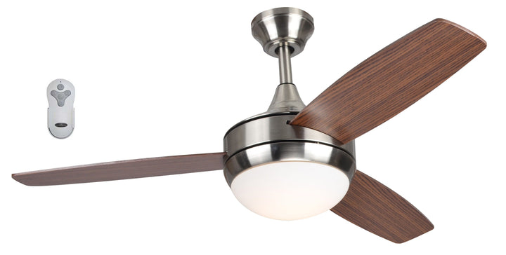 Harbor Breeze Beach Creek 44-in Brushed Nickel Integrated LED Indoor Ceiling Fan with Light & Remote, 3-Blade