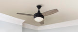 Harbor Breeze Beach Creek 44-in Matte Black LED Indoor Ceiling Fan with Light Kit and Remote (3-Blade)