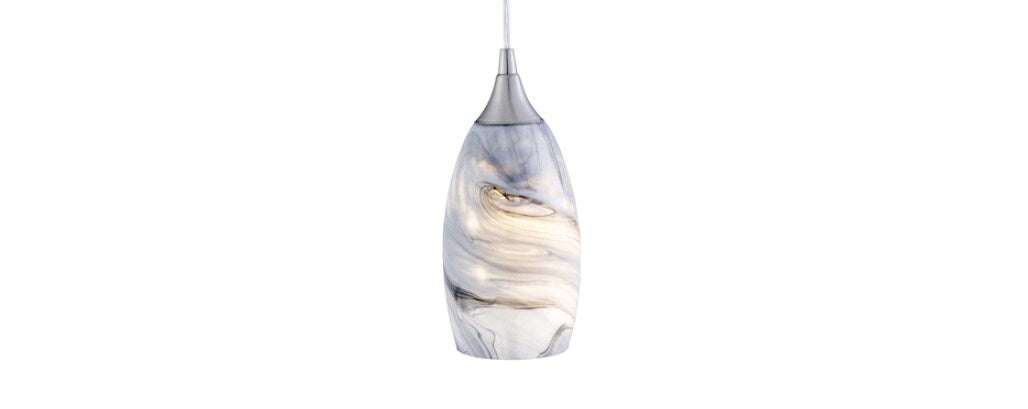 Portfolio 7.88-in H x 4.75-in W Granite Storm Art Glass Cylinder Pendant Light Shade