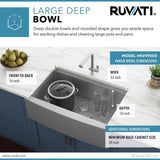 Apron-Front Stainless Steel 36 in. 16-Gauge Workstation Single Bowl Farmhouse Kitchen Sink - Super Arbor